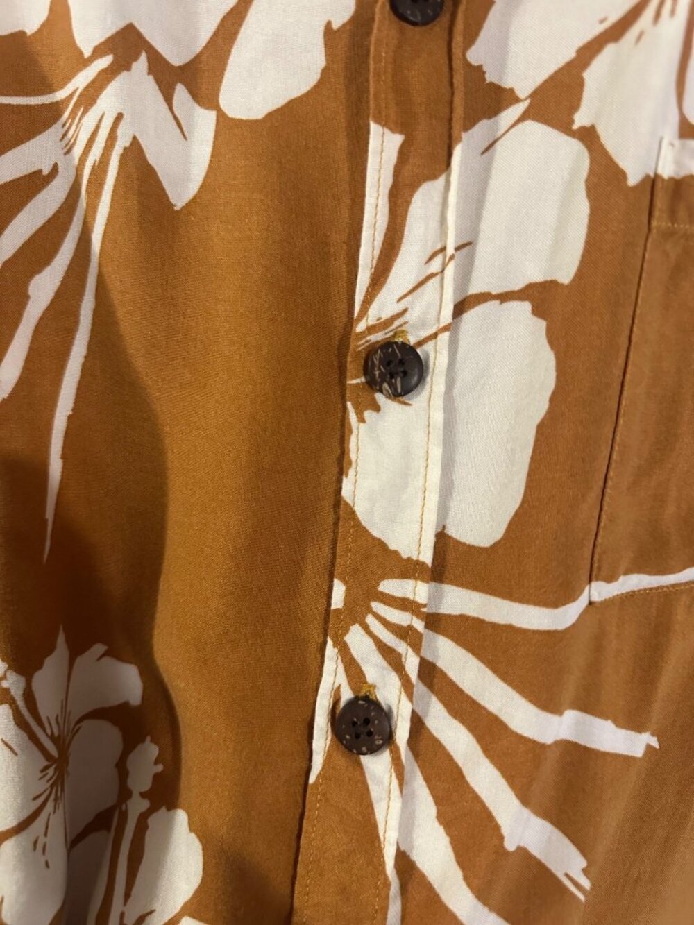 Billabong Brown & White Floral Hawaiian Short Sleeved Button Up Shirt - Picture 5 of 10